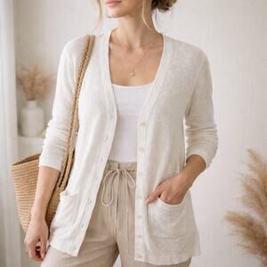 Cream Duster Light Cardigan SZ S | Chadwicks of Boston | Classic Minimalist